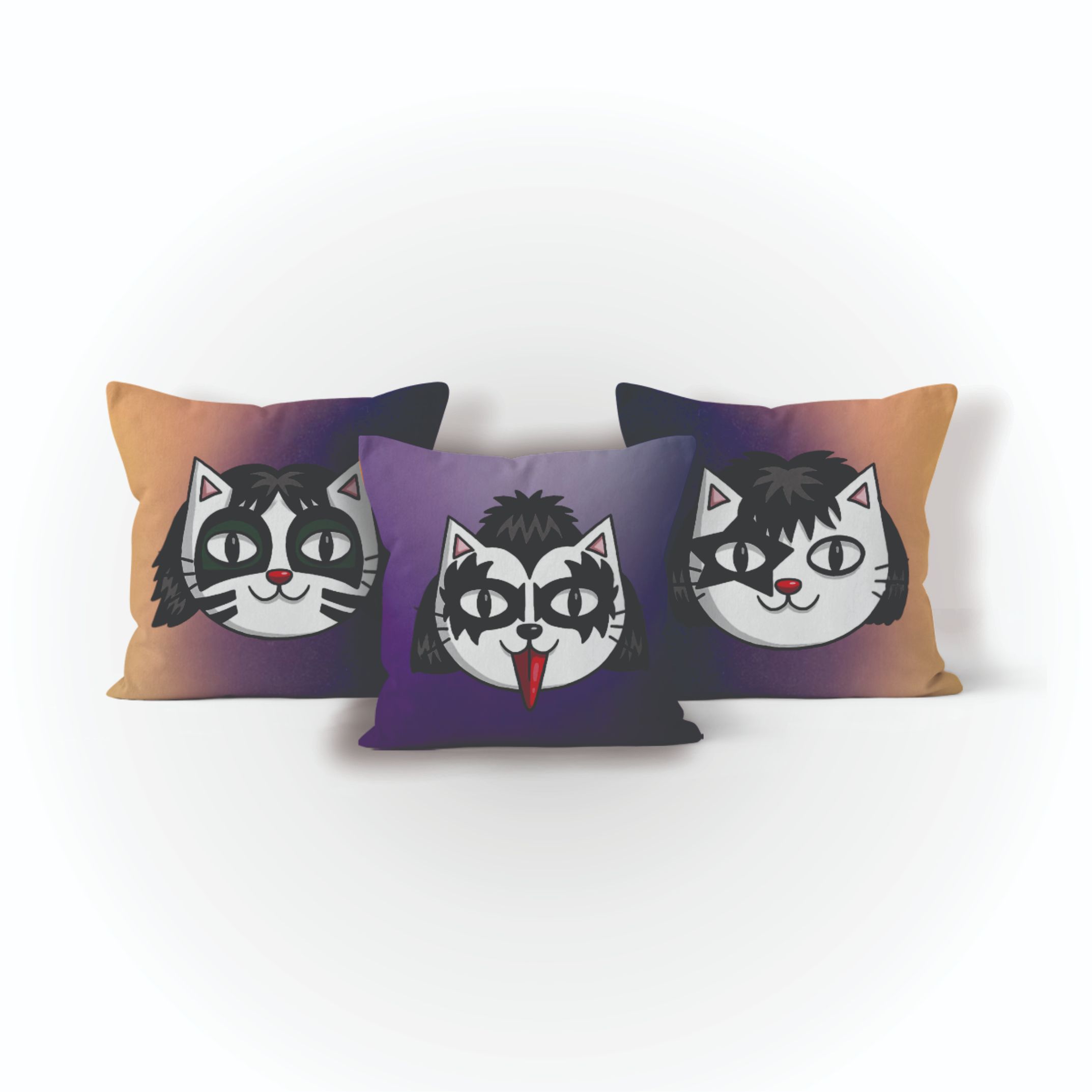 Kit 3 Capas de Almofada Gatos Rock kISS